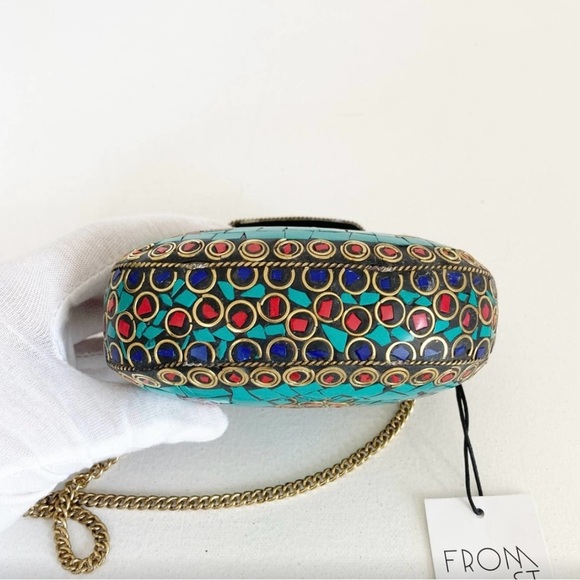 🌷FROM ST. XAVIER The Aby Clutch Turquoise Mosaic Mini Bag - Picture 7 of 10